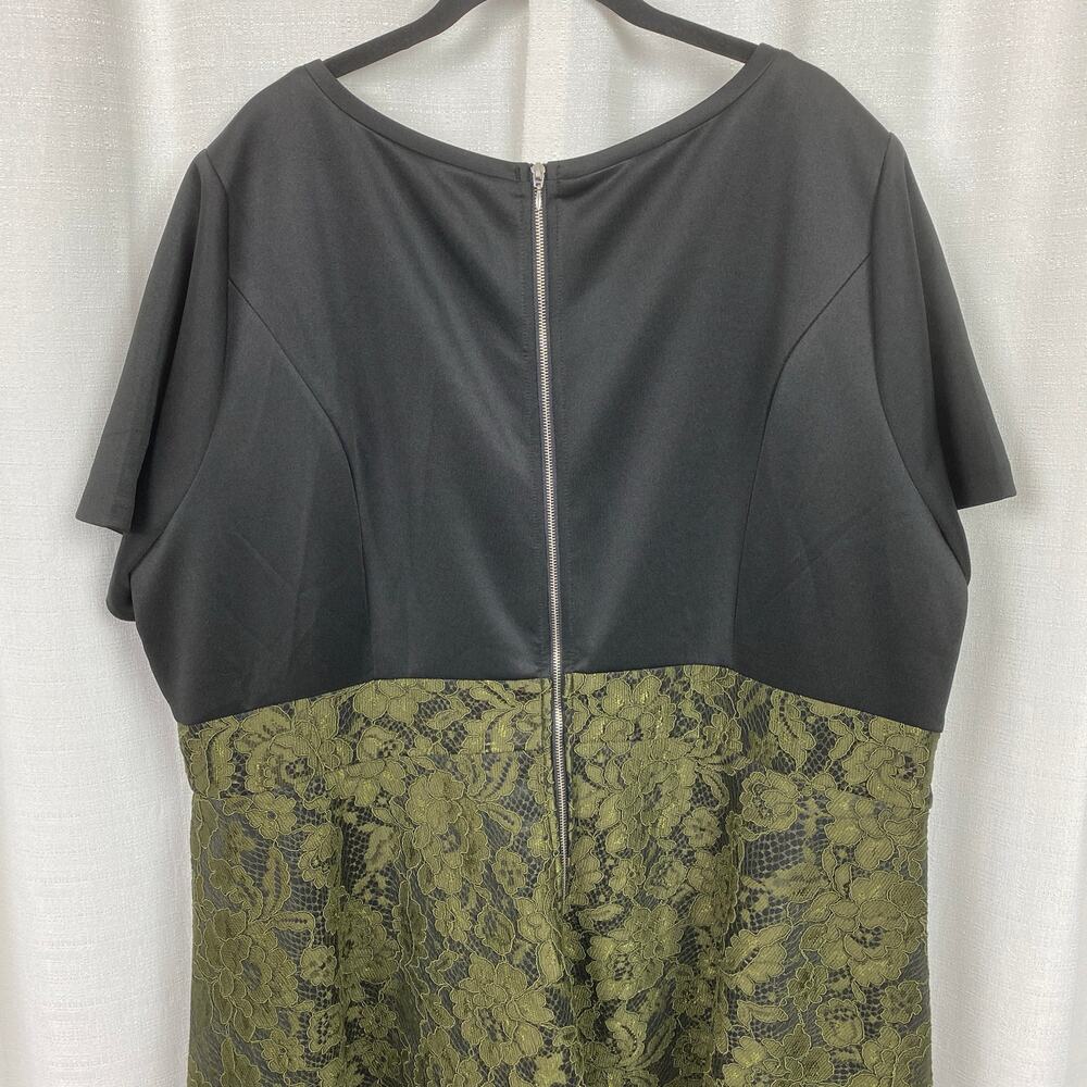 Eloquii Studio Black&Green Brocade Lace Fit&Flare Midi Dress Sz.24W NWT - Picture 11 of 16